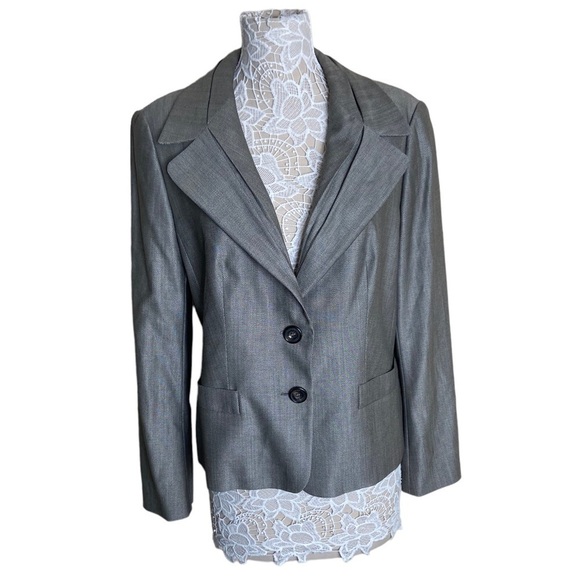 Escada Vintage Wool/Silk Classic Blazer Jacket Gray size 14 workwear office - Picture 1 of 7